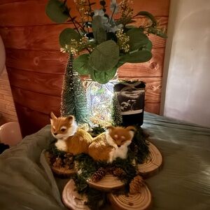 Decorative Faux Fox Figurine Set - Orange & White